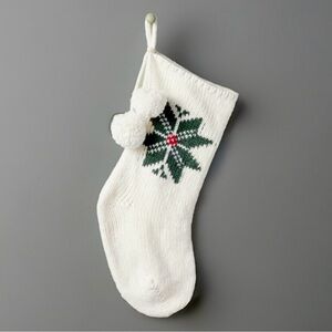 Hearth & Hand Snowflake Knit Christmas Stocking Cream/Green/Red New!